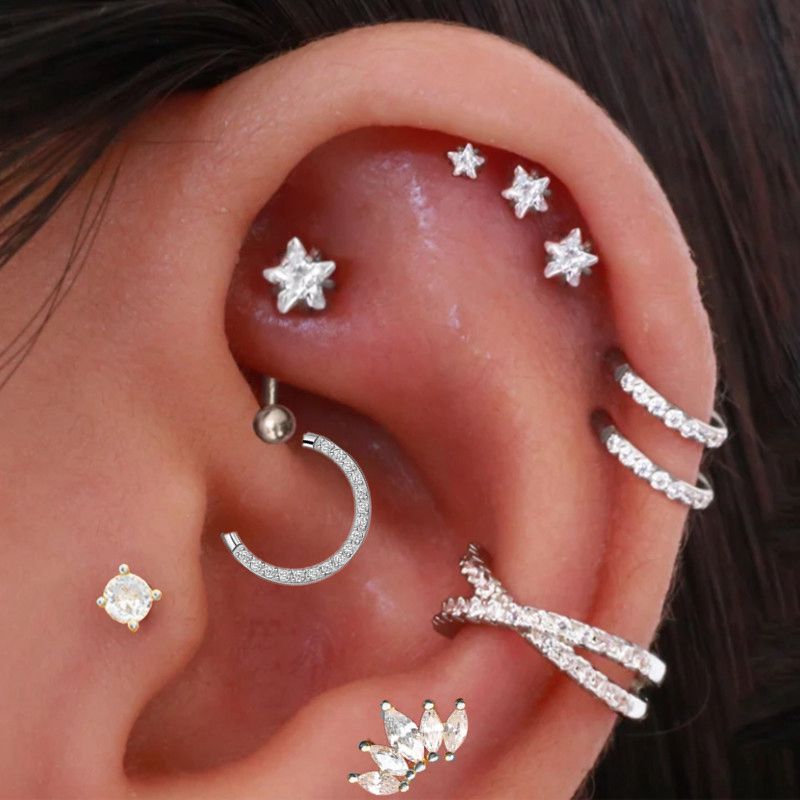 Body Jewelry Surgical Steel - Boucles d'oreilles Helix Star Piercing pour